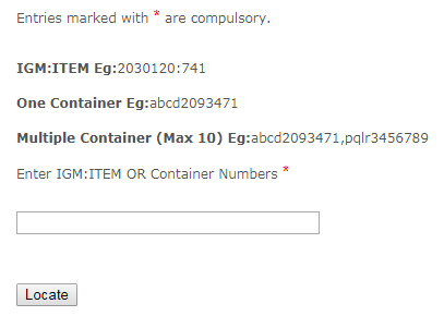 Ameya Logistics online form for tracking container